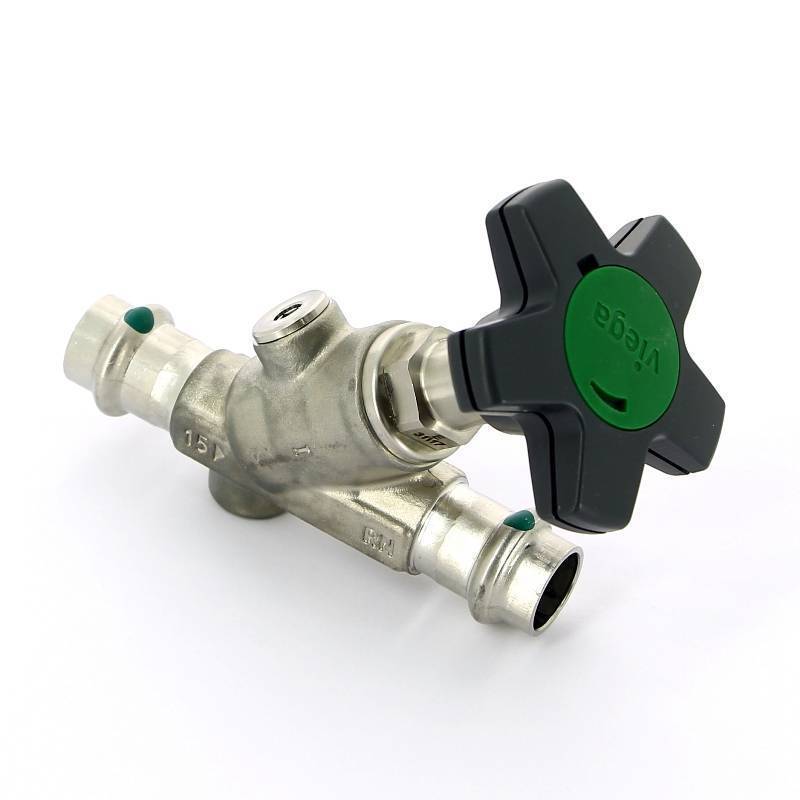 Вентиль наклонный пресс Viega Easytop Inox 15 мм нержавеющая сталь 757854