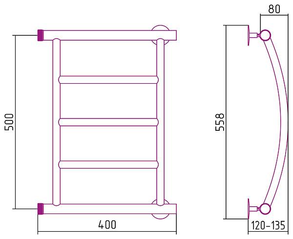 Полотенцесушитель водяной Стилье Минор 0602 40x50 см 00602-5040