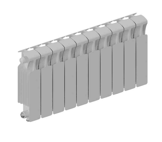 Радиатор биметаллический RIFAR MONOLIT VENTIL 300 11 секций нижнее подключение RAL 9016 MN-300-11-VR