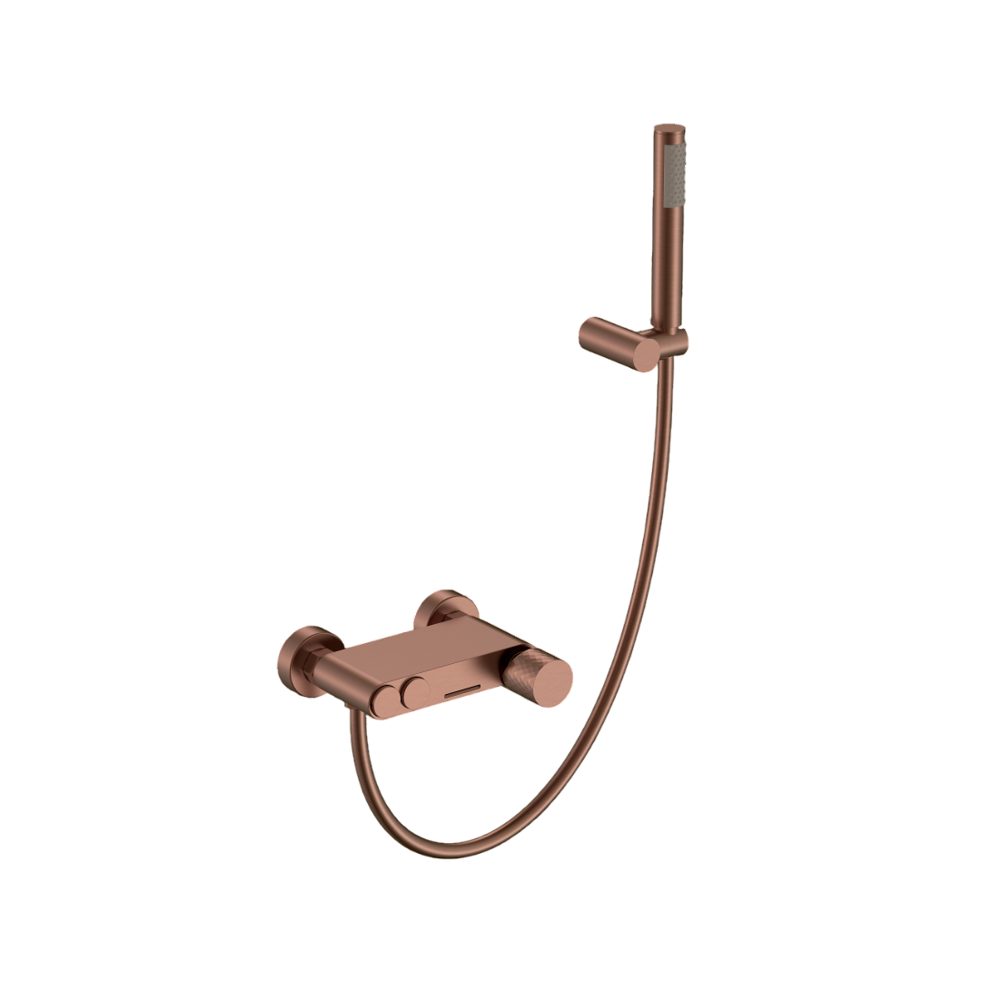 Смеситель для душа Boheme Stick Diamond накладной с душевым комплектом шлифованная бронза 123-BRB