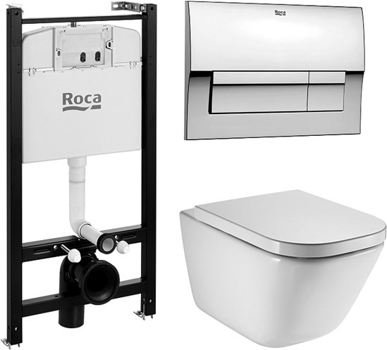 Комплект инсталляция с унитазом Roca The Gap 4 в 1 безободковый 893104100