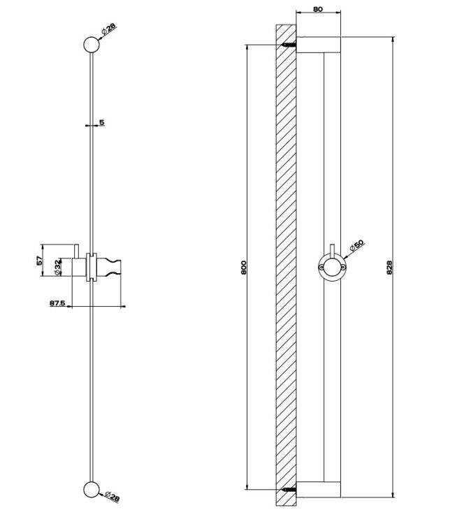 Штанга для душа Gessi Shower316 800 мм цвет Brushed Brass PVD 54042727