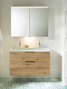 Тумба с раковиной burgbad Eqio 1230x490x645 мм подвесная Cashmere oak decor/белый SEYQ123F3180C001G0146