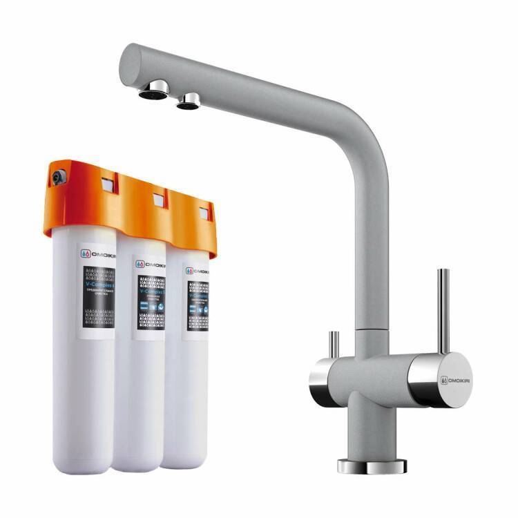 Смеситель для кухни OMOIKIRI Nagano с водоочистителем PURE DROP Lite вороненая сталь 42198028