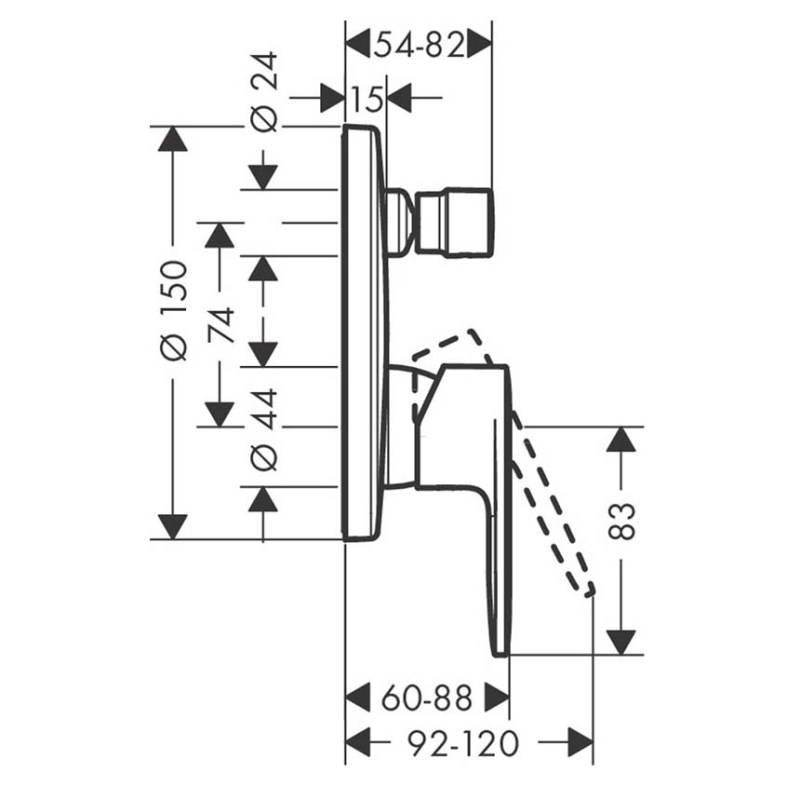 Смеситель для ванны Hansgrohe Vernis Blend однорычажный скрытого монтажа хром 71466000