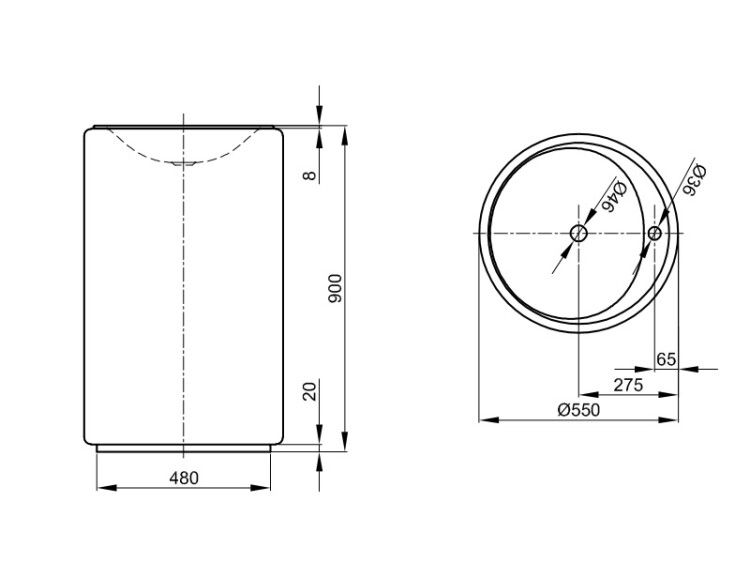 Раковина напольная Bette BetteLux Oval Couture 500x500x100 мм без отверстия для смесителя цвет белый A220000TX