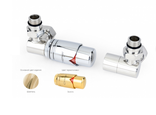 Набор термостатический Сунержа 3D левый G 1/2 x G 3/4 шампань-золото 02-0142-1000