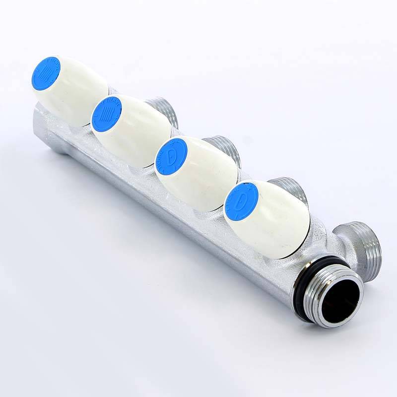 Коллектор с вентилями Tiemme 3/4х3/4 EK 4 выхода 50 мм 1860015