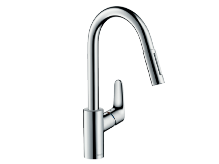 Смеситель для кухни Hansgrohe Focus M41 240 с выдвижным изливом черный матовый 31815670
