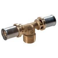 Тройник для труб из сшитого полиэтилена ROMMER 32x3.0-1 НР латунь RM153Y059