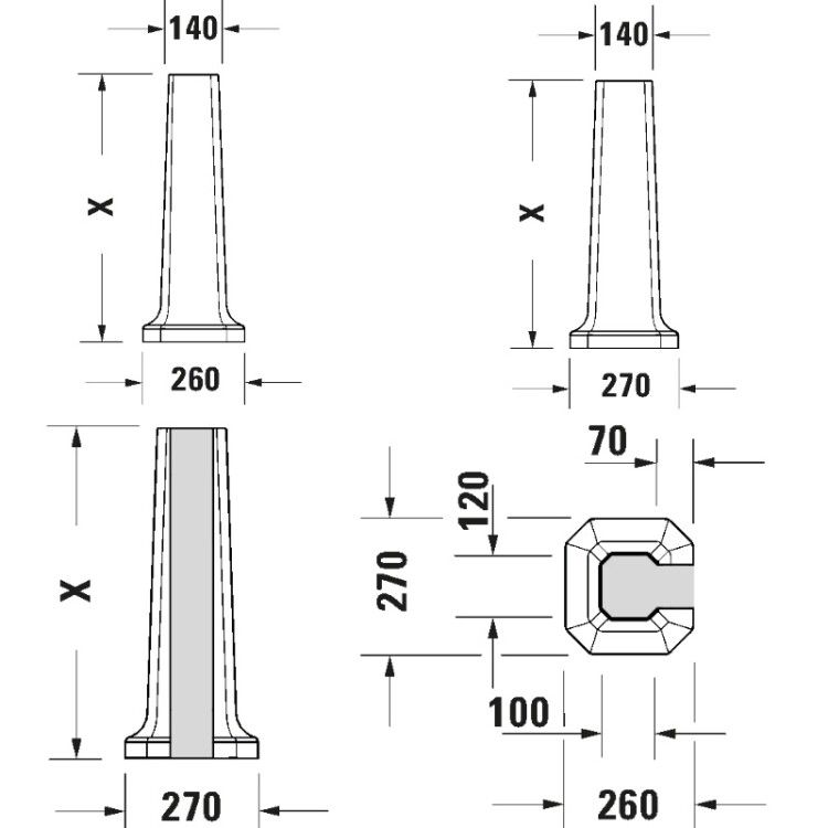 Пьедестал Duravit 1930 270x260 мм цвет белый 0857910000