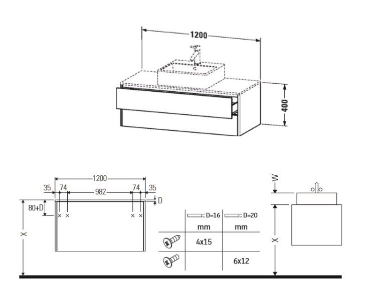 Тумба под раковину Duravit XSquare 1200x548x400 мм подвесная белый глянцевый XS491202222