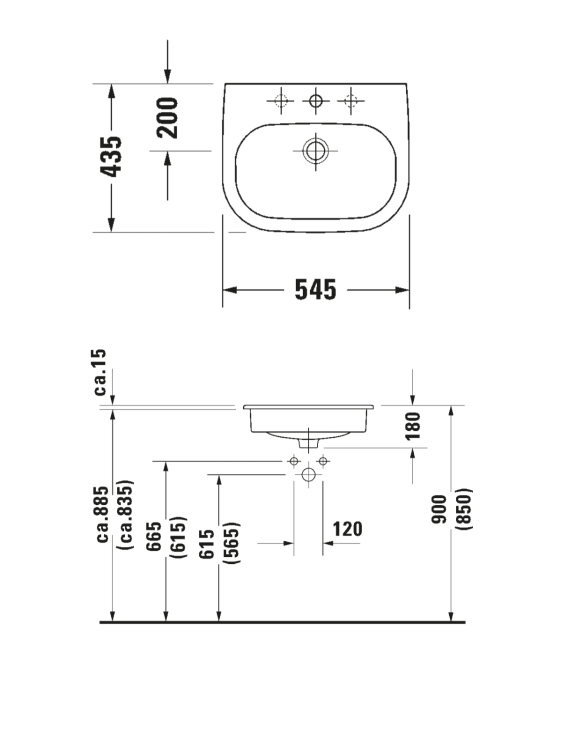 Раковина встраиваемая Duravit D-Code 545x435 мм белая 0337540000