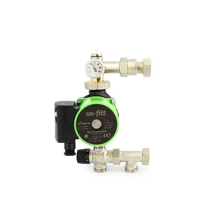 Насосно-смесительная группа Uni-Fitt SoloMix X 1 с накидной гайкой и насосом Uni-Fitt ECP 25/60 130 473E0802