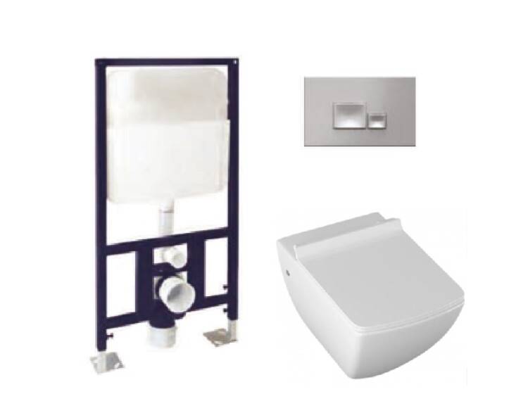 Комплект подвесного унитаза с инсталляцией и клавишей ISVEA Purita 345x550x400 мм белый/хром глянцевый 10PL02007SETCHRG