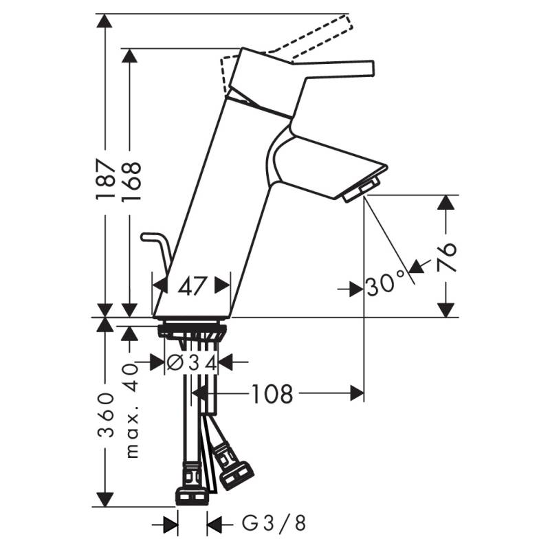 Смеситель для раковины Hansgrohe Talis E 80 со сливным гарнитуром хром 32040000
