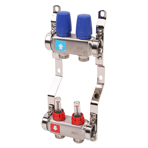 Коллекторная группа Hogert Premium 1 x 3/4 EK 2 выхода с расходомерами HOGMS50206