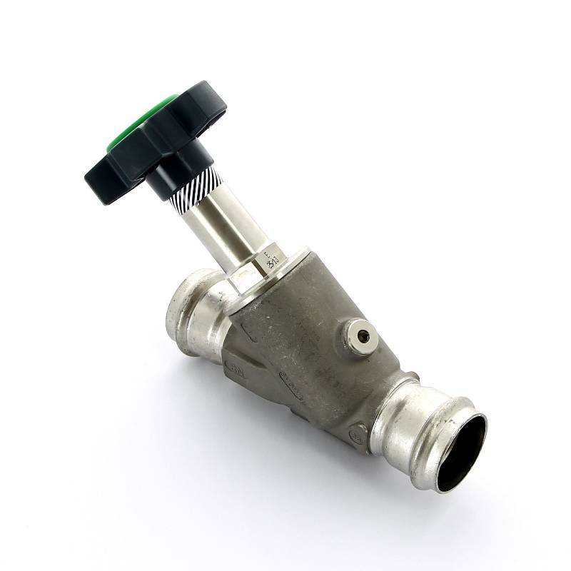 Вентиль наклонный Viega Easytop Sanpress Inox с дренажом 35 мм пресс 468439