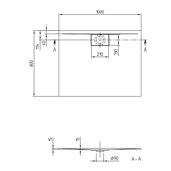 Душевой поддон Villeroy & Boch Architectura Metalrim 1000x800x15 мм белый UDA1080ARA215V01
