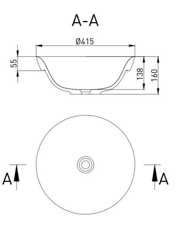Раковина полувстраиваемая Salini Marea 415x415x165 мм матовая RAL 9011/белая матовая 1802203MNRAL9011