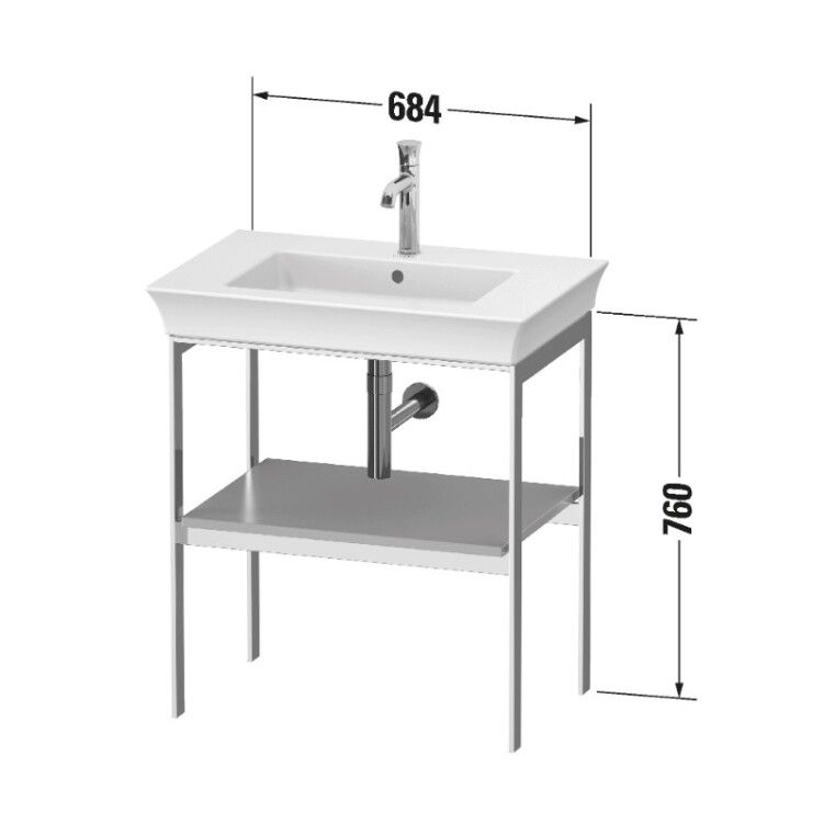 Консоль Duravit White Tulip 684x450x760 мм с полкой массив натурального дуба хром WT45400H5H5