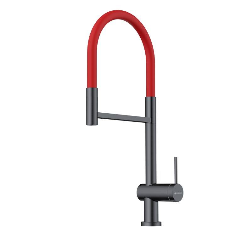 Смеситель для кухни OMOIKIRI Kanto 2 Plus сталь вороненая/красный 4994460