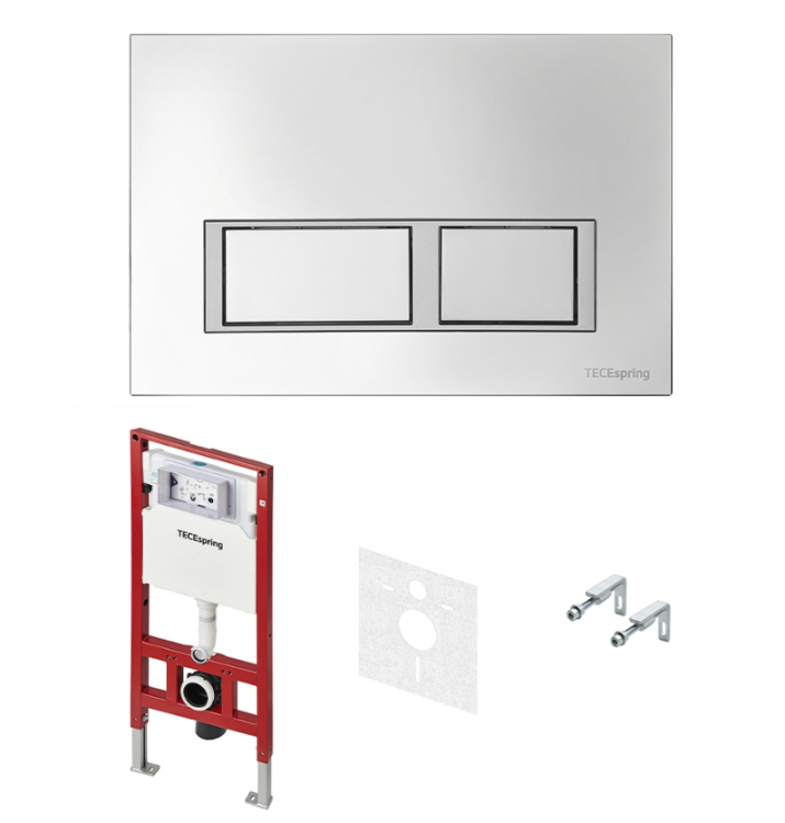 Инсталляция для унитаза TECE TeceSpring V с клавишей хром глянцевый 401201