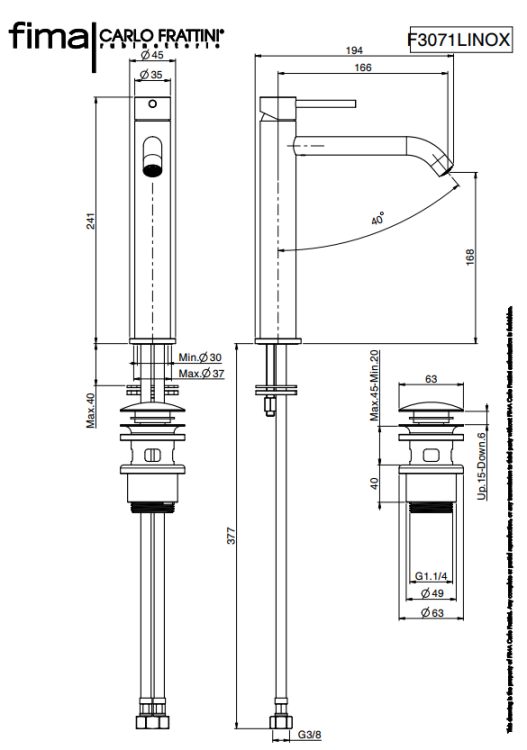 Смеситель для раковины Fima Carlo Frattini Spillo Steel XS нержавеющая сталь F3071LINOX