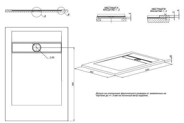 Душевой поддон Allen Brau Infinity 120x80x3 см серый 8.21002-PGM