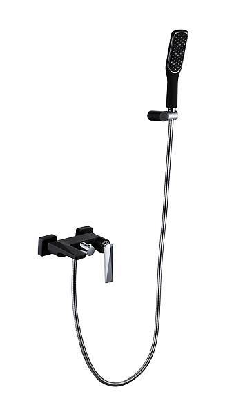 Смеситель для ванны Boheme Venturo с душевым гарнитуром черный глянцевый/хром 373-B