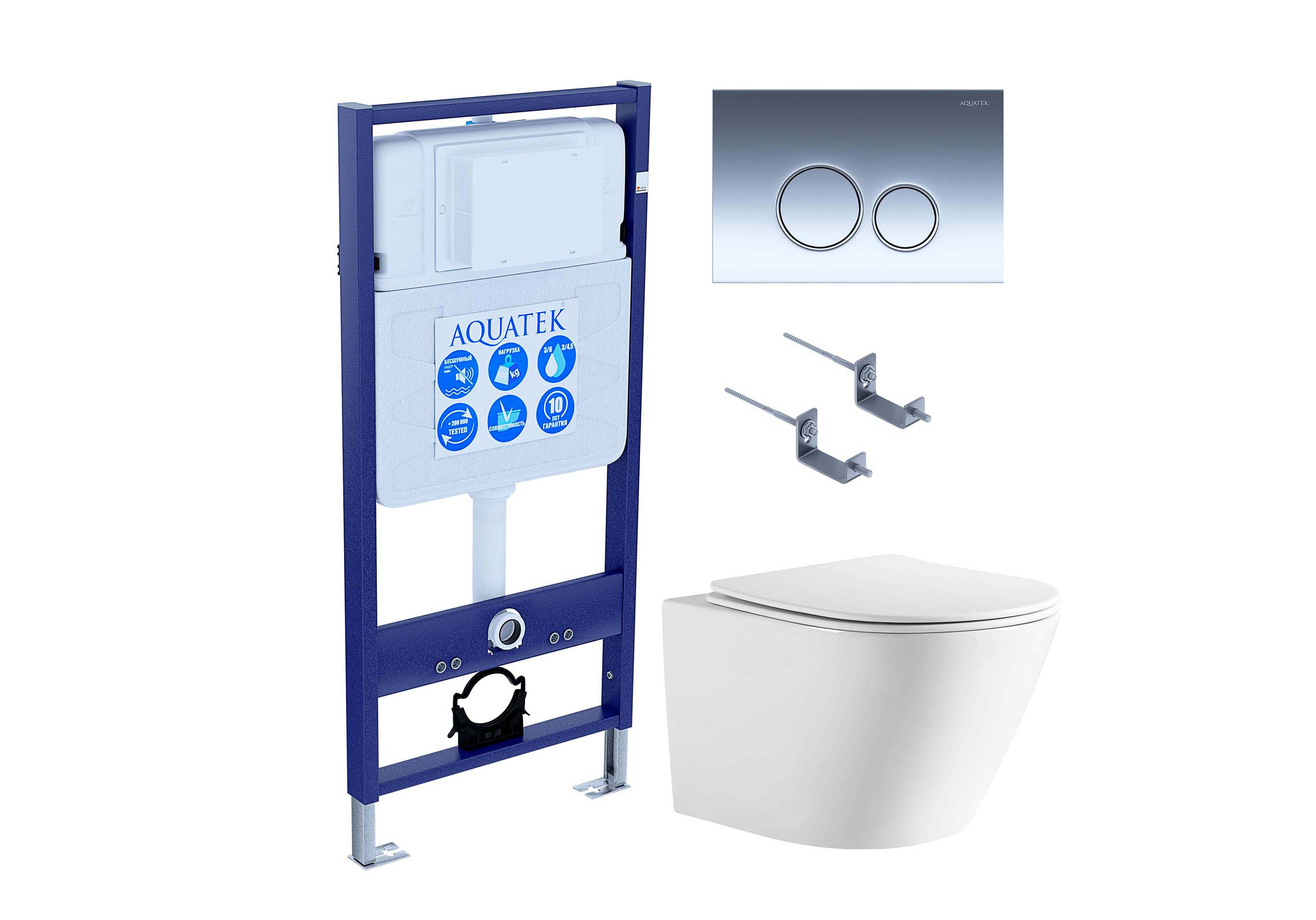 Комплект инсталляция с унитазом Aquatek Либерти 4 в 1 (INS-0000012, KKI-0000002, KDI-0000018, AQ1999T-00) ЛИБЕРТИ-018 4в1