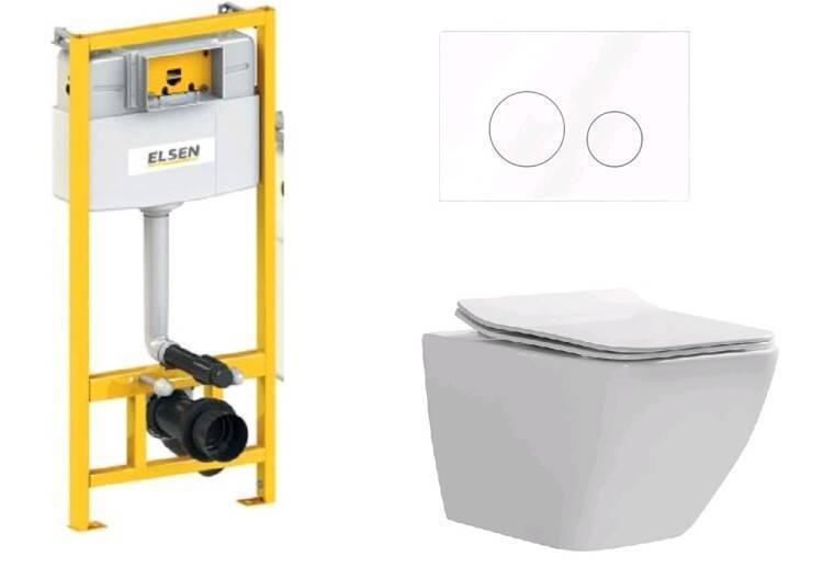 Комплект инсталляция с подвесным унитазом ELSEN E11 360x530x365 мм клавиша белая EIN5001120E11white818BSet