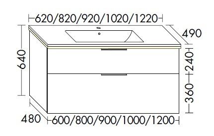 Тумба с раковиной burgbad Eqio 920x490x640 мм подвесная с LED подсветкой Caramel oak decor SHBU092F6423C0001G0252