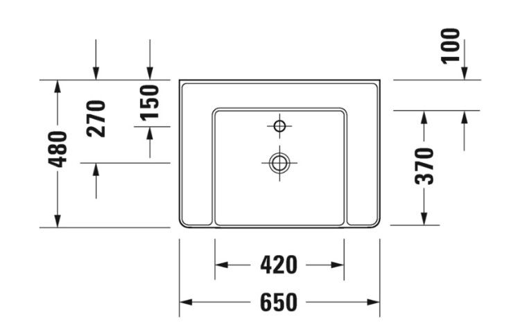 Раковина подвесная Duravit Bento Starck Box 650x480 мм HygieneGlaze белая 2379652000