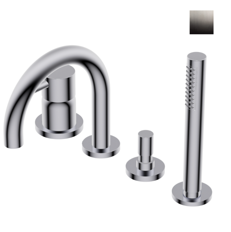 Смеситель для ванны и душа Ritmonio Diametro35 S на борт ванны 4 отверстия цвет Brushed Black Chrome PR52EG202BLX