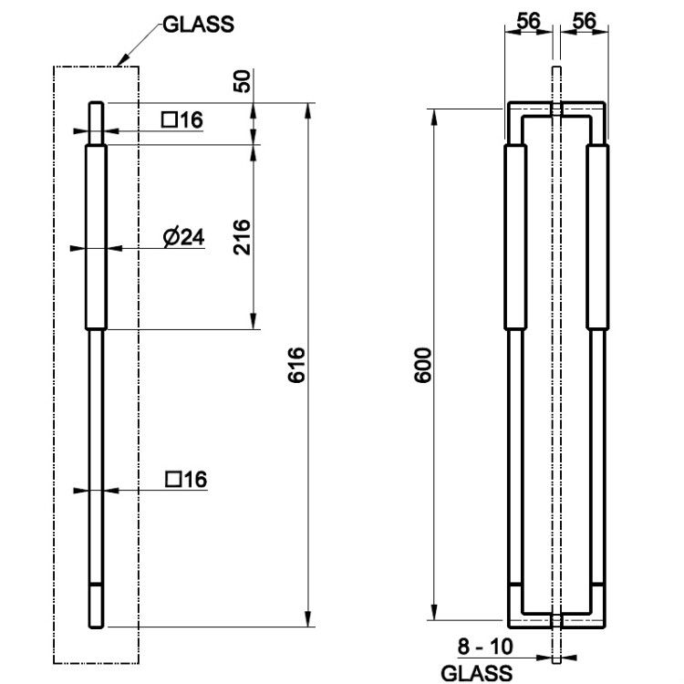 Ручка двойная Gessi Shower G Diamantato 600 мм цвет Finox Brushed Nickel 67637149