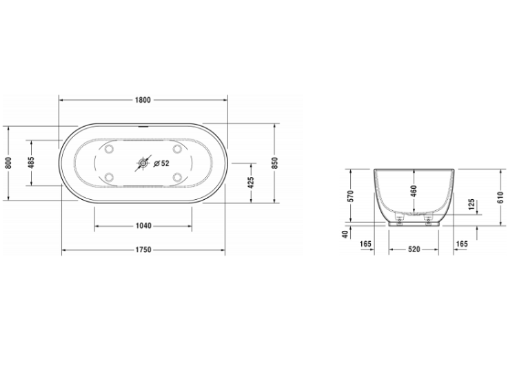 Ванна Duravit Luv 1800x850 мм отдельностоящая овальная белая 700434000000000