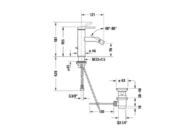 Смеситель для биде Duravit C.1 Black Matt C12400001046