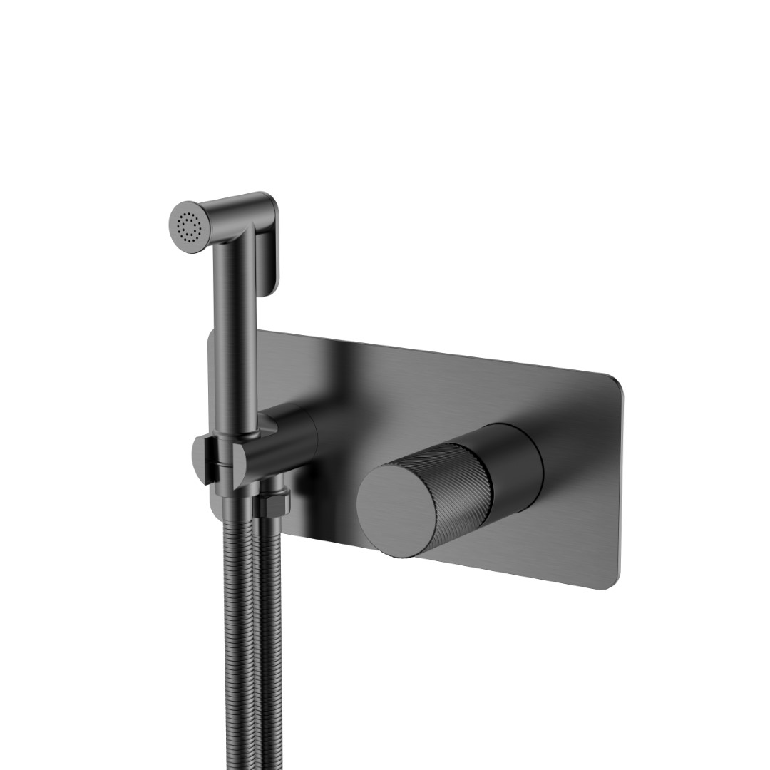 Гигиенический душ со смесителем Boheme Stick Spirale встраиваемый gun metal 127-GM.4