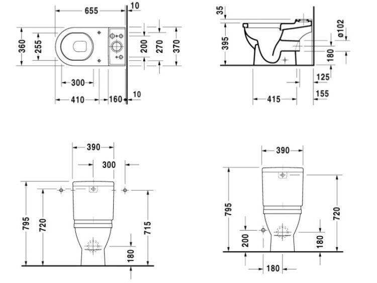 Унитаз напольный Duravit Starck 3 360x655x395 мм WonderGliss 01260900001