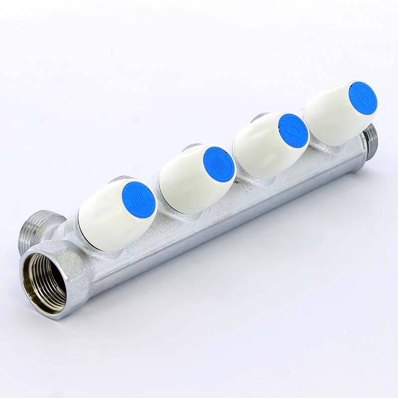 Коллектор с вентилями Tiemme 3/4х3/4 EK 4 выхода 50 мм 1860015