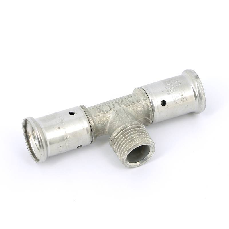 Тройник пресс латунный HENCO с наружной резьбой 20x1/2x20 14P-200420