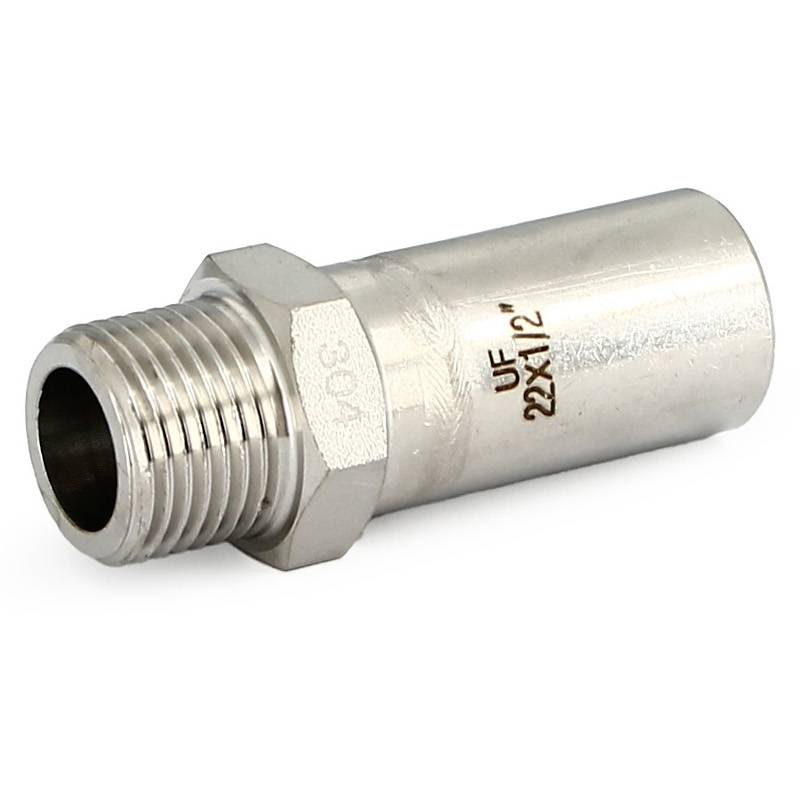 Переходник пресс Uni-Fitt 22 мм x 1/2 НР нержавеющая сталь 777S2220