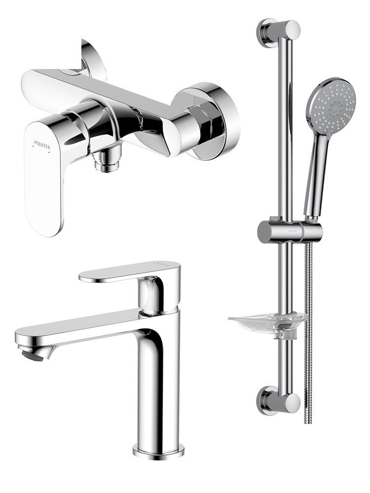 Набор смесителей 3 в 1 Aquatek АЛЬФА (AQ1910CR+AQ1960CR+AQ2013CR) AQ1931CR