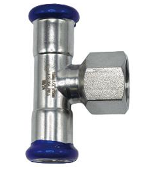 Тройник Comap SudoPress Stainless 18x1/2x18 мм ВР нержавеющая сталь SS542050405