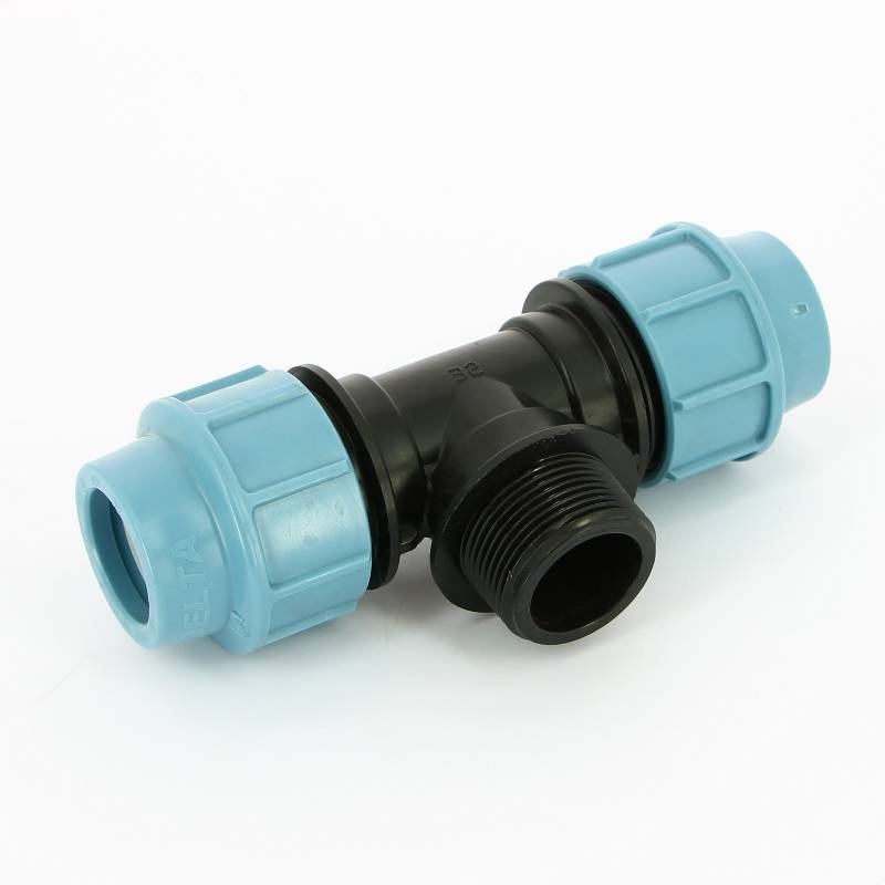 Тройник компрессионный Unidelta ПНД 32x1 1/4 наружная резьба 1010032005