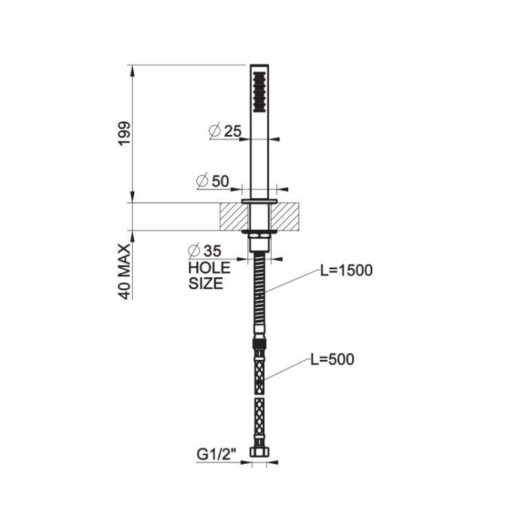 Душевой набор Gessi 316 Bath-Shower на борт ванны Steel Brushed 54127239