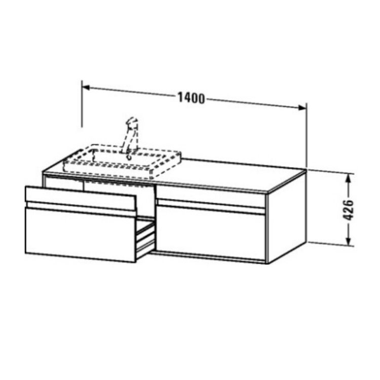 Тумба под раковину подвесная Duravit Ketho 1400x550x426 мм вырез слева белый матовый KT6797L1818
