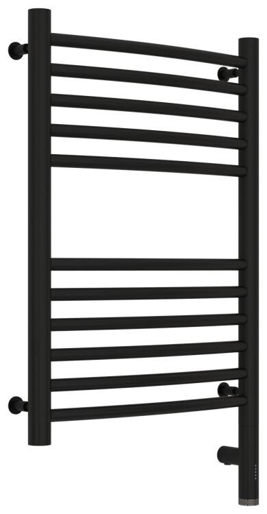 Полотенцесушитель электрический Сунержа Богема 3.0 выгнутая 600x400 мм МЭМ нижнее справа черный матовый 31-5803-6040