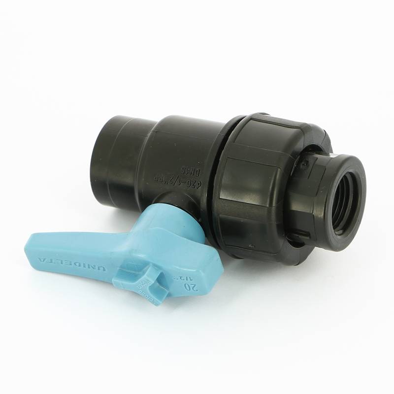 Кран компрессионный Unidelta ВВ 1/2 дюйма для труб ПНД 1073002002001